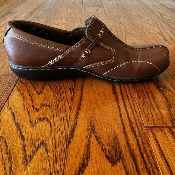 Clarks Bendables Loafers Womens Shoes Size 8 Brown Leather Comfort Stretch 35063 - Picture 8 of 16